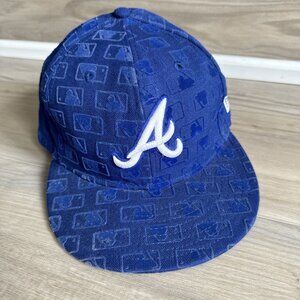 Atlanta Braves Cap Lid Patch Hat 7 3/8 Rare Limited MLB All Over Blue New Era‎